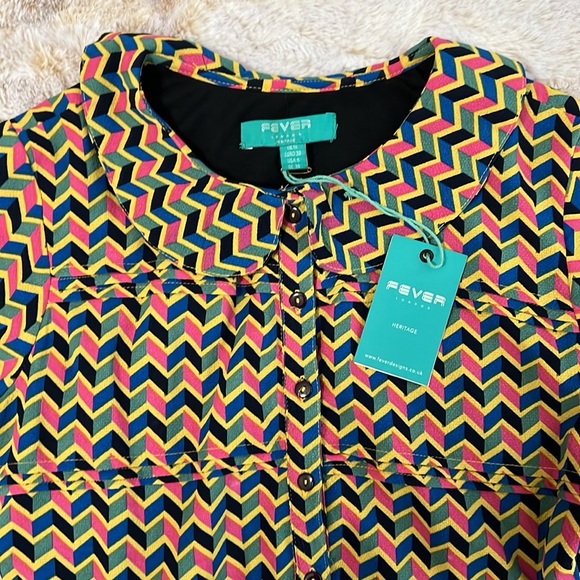 Fever London Retro Chevron Dress - Picture 3 of 4